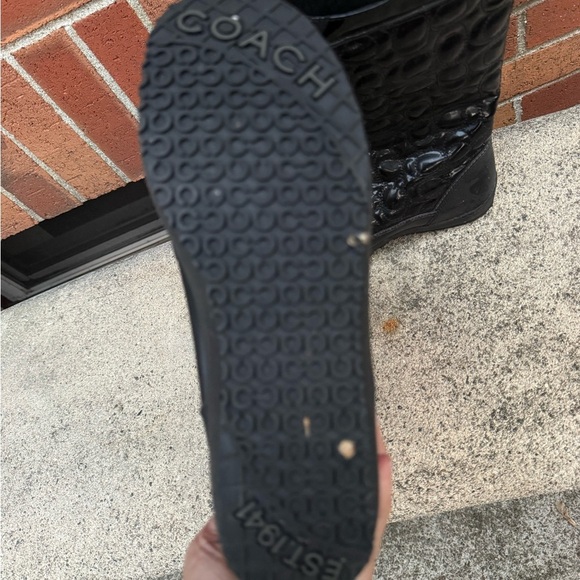 Coach Priscilla Black Patent Quilted Winter Snow Boots Women’s Size 7B - Picture 4 of 6